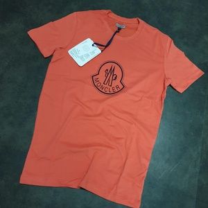 MONCLER ORANGE MEN LOGO PATTERN T-SHIRT